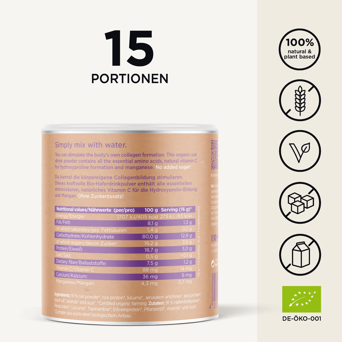 Hafer Mix Plant Collagen Inhaltsstoffe